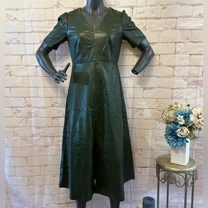 Green Faux Leather Dress